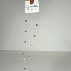 Faux Pearl Necklace Silver White Stainless Steel